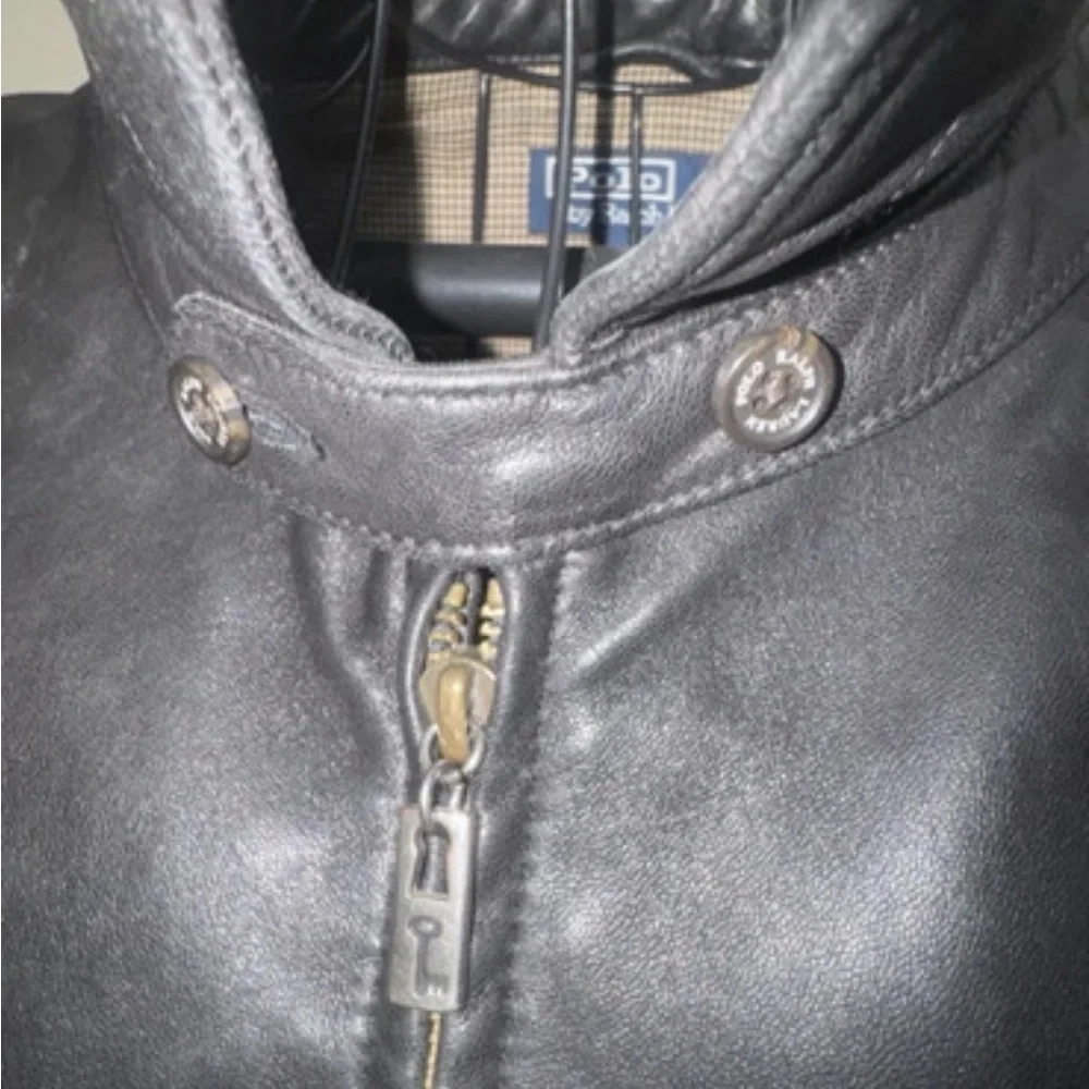 Ralph Lauren Black Leather Bomber Jacket - Picture 4 of 5